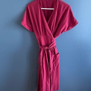 Seaside Tones Linen wrap dress